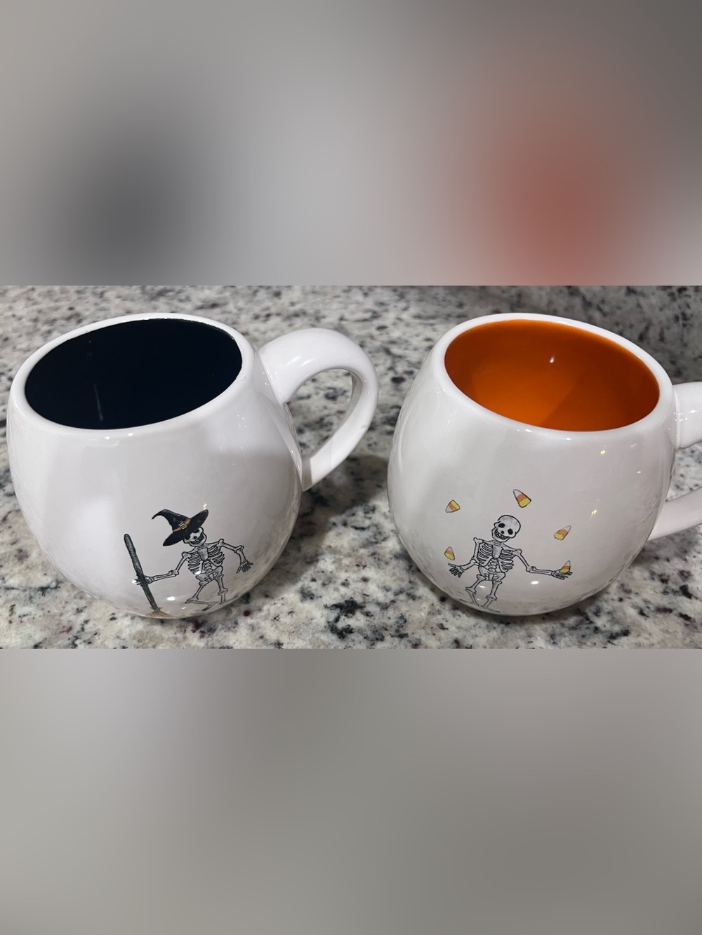 Rae Dunn Halloween Skeleton Mug Set NEW
